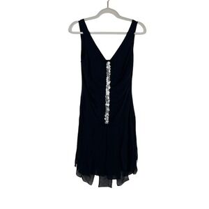 Sue Wong Silk Chiffon Beaded Party Tank Dress Black Fairy Y2K Romantic‎ Size 6
